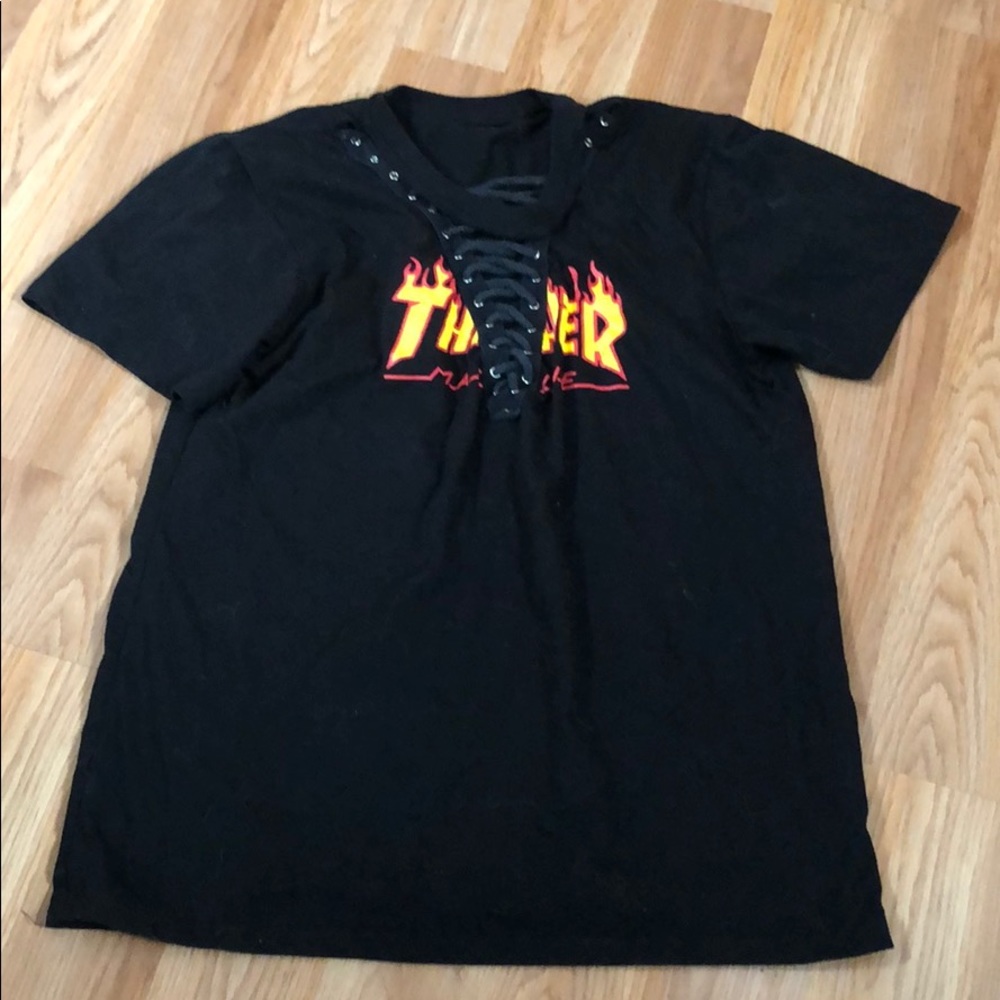 Thrasher lace up t shirt